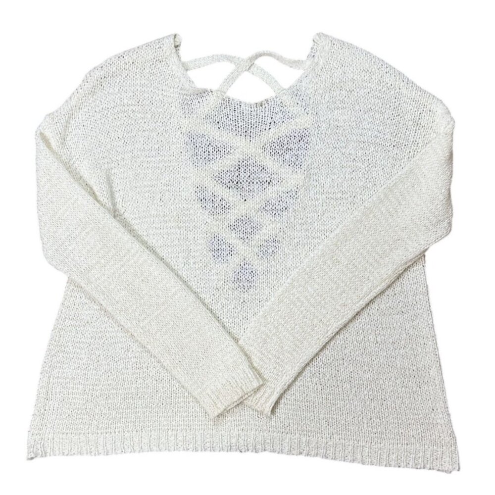 Forever 21 Size S Womens Ivory Crisscross Knit Sweater